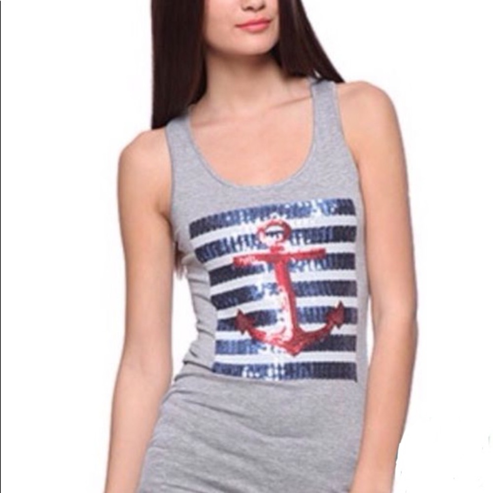 Forever 21 NAUTICAL Anchor Sequin Top